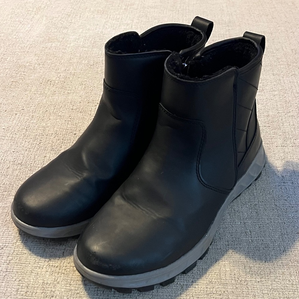Khombu Womens Black Faux‎ Fur Lined Winter Boots Side Zip Ankle Booties Size 6